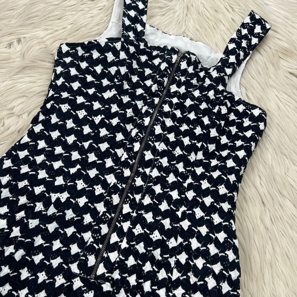 Theory Women's 4 White Blue Printed Eyelet Fit Flare Dress Sleeveless - Picture 9 of 9